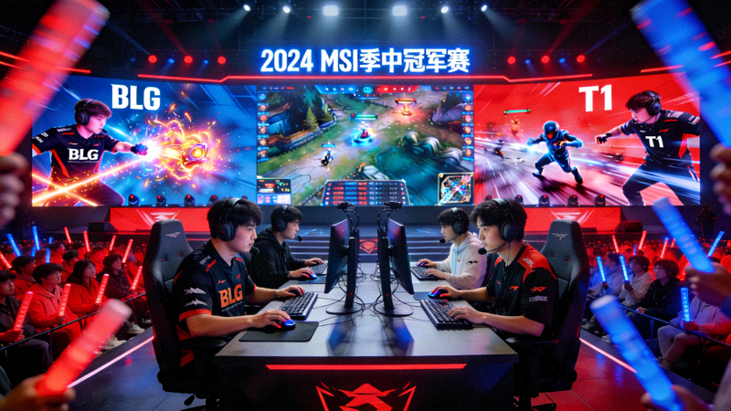 英雄联盟MSI季中冠军赛现场激烈对战画面
